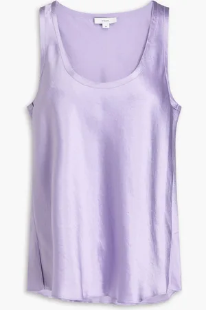 Vince Crinkled-satin tank - Purple - L