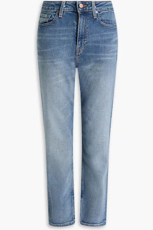 Ganni Cropped faded mid-rise slim-leg jeans - Blue - 24W-32L