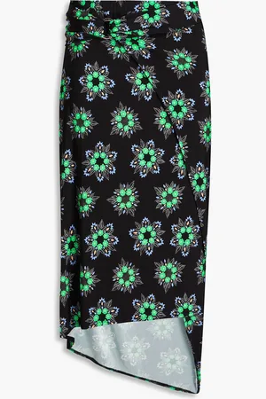 Paco rabanne Wrap-effect ruched floral-print jersey midi skirt - - FR 34
