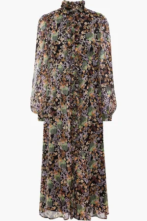 by Ti Mo Pleated floral-print chiffon midi dress - - S