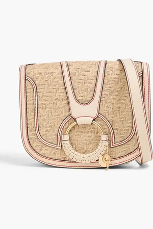 See by Chloé Hana leather-trimmed jute shoulder bag - Pink - OneSize