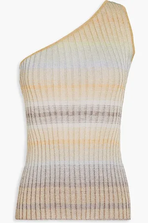 Missoni One-shoulder metallic ribbed-knit top - Neutral - IT 42