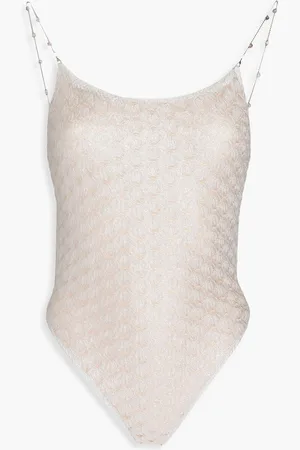 Missoni Embellished metallic crochet-knit swimsuit - - IT 44