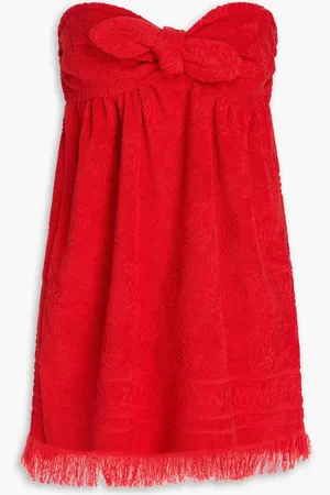 ZIMMERMANN Strapless knotted cotton-terry jacquard mini dress - - 0