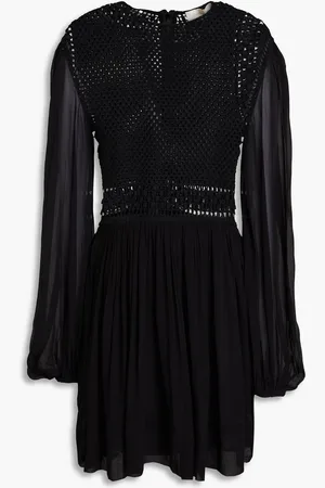 ZIMMERMANN Crochet-knit paneled georgette mini dress - - 1