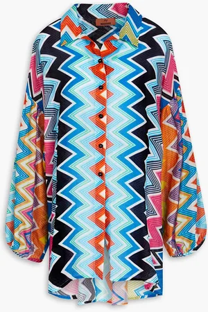 Missoni Printed cotton and silk-blend shirt - Blue - L
