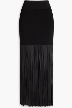 GALVAN Fringed knitted maxi skirt - - XS