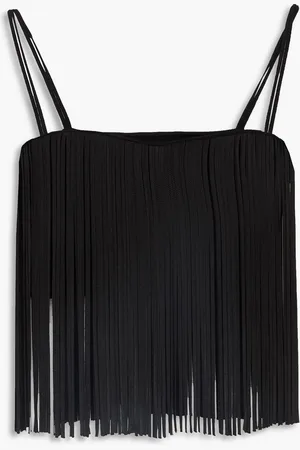 GALVAN Cropped fringed knitted top - - L