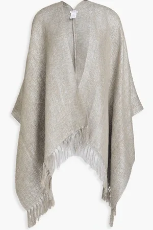 Brunello Cucinelli Fringed metallic gauze wrap - Neutral - OneSize