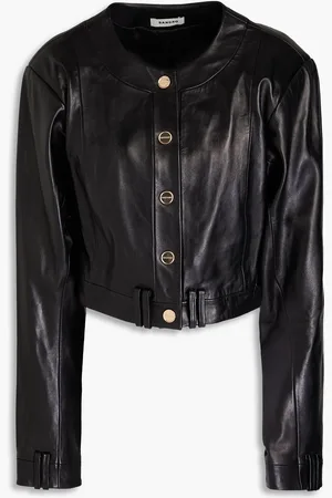 Sandro Cropped leather jacket - - FR 40