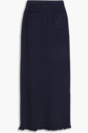 Sandro Ruffled jacquard-knit midi skirt - Blue - FR 38