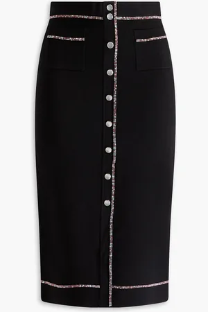 Sandro Crystal-embellished stretch-knit midi pencil skirt - - FR 36