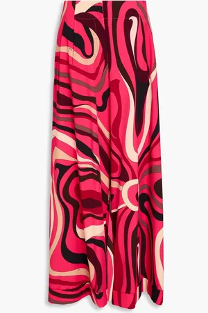 Puccini Printed wool-blend twill wide-leg pants - Orange - IT 44