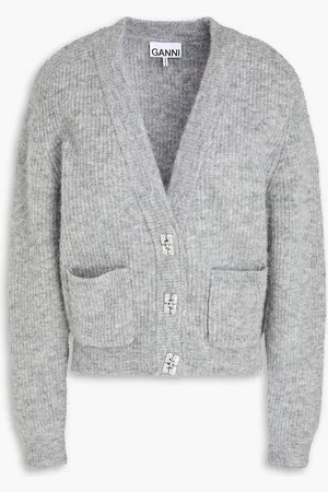 Ganni Ribbed-knit cardigan - - XXXL