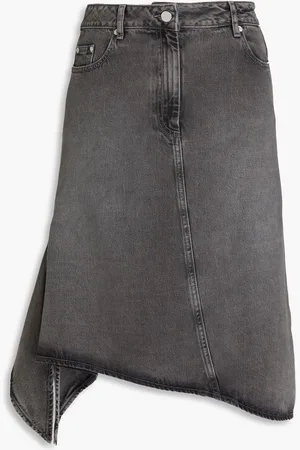 REMAIN Birger Christensen Asymmetric draped denim skirt - Gray - DE 32