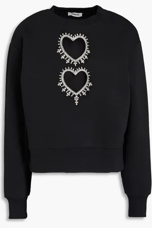 Sandro Embellished cutout cotton-blend fleece sweatshirt - - 1