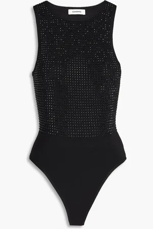 Sandro Crystal-embellished stretch-knit bodysuit - - 0