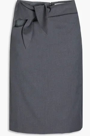 REMAIN Birger Christensen Knotted cutout twill skirt - Gray - DE 34