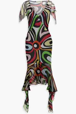 Puccini Asymmetric printed silk-georgette dress - - IT 44