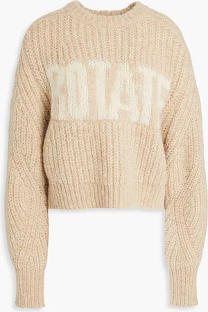 ROTATE Intarsia merino wool-blend sweater - Neutral - DE 40