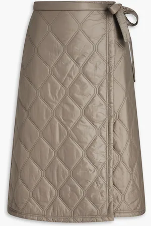 Ganni Quilted shell midi wrap skirt - Green - DE 32