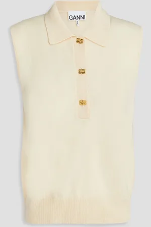 Ganni Merino wool and cashmere-blend vest - White - M