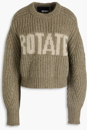 ROTATE Ribbed merino wool-blend sweater - Green - DE 36