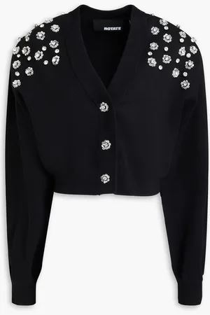ROTATE Cropped embellished cotton and cashmere-blend cardigan - - DE 40