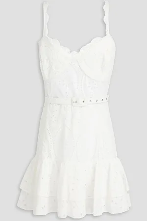 CHARO RUIZ IBIZA Marianne belted broderie anglaise cotton-blend mini dress - - XL