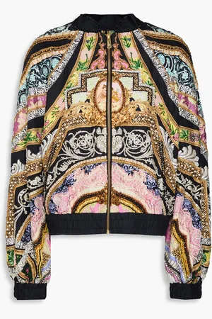 Camilla Embellished printed silk-twill bomber jacket - - M