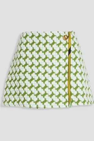 Puccini Wool-blend bouclé-tweed mini wrap skirt - Green - IT 44