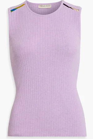 Puccini Ribbed cotton tank - Purple - XL