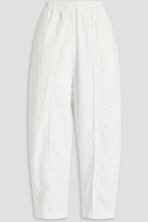 CHARO RUIZ IBIZA Lya broderie anglaise cotton-blend wide-leg pants - - XS