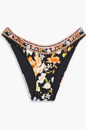 Camilla Crystal-embellished printed low-rise bikini briefs - - UK 16