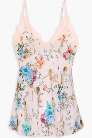 Camilla Crystal-embellished printed silk crepe de chine camisole - Pink - XL