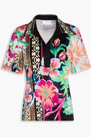 Camilla Crystal-embellished printed velour top - - L