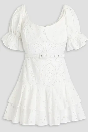 CHARO RUIZ IBIZA Jean belted broderie anglaise cotton-blend mini dress - - L