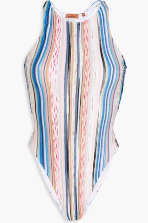 Missoni Metallic striped crochet-knit swimsuit - - IT 38