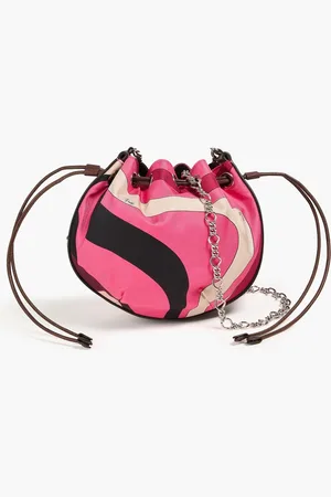 Puccini Leather-trimmed printed silk-twill cross-body bag - - OneSize