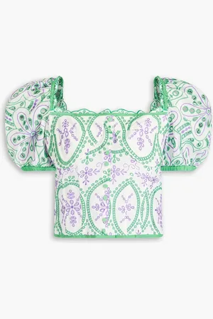 CHARO RUIZ IBIZA Ella broderie anglaise cotton-blend top - Purple - M