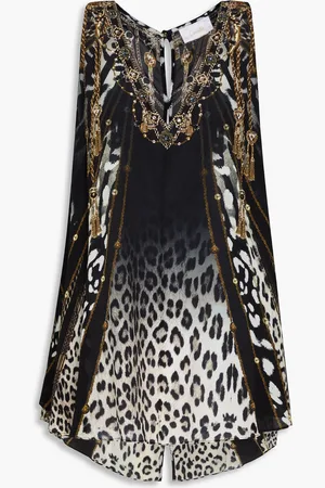 Camilla Crystal-embellished printed silk-chiffon top - - S