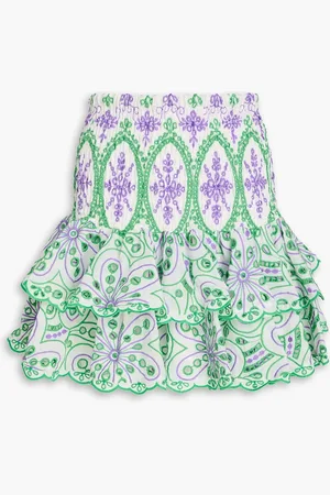 CHARO RUIZ IBIZA Noa tiered broderie anglaise cotton-blend mini skirt - Purple - L