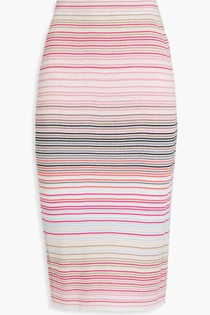 Missoni Striped ribbed cotton-blend midi pencil skirt - Pink - IT 40