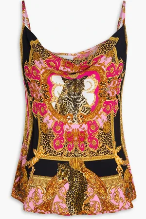 Camilla Crystal-embellished floral-print silk crepe de chine top - - M