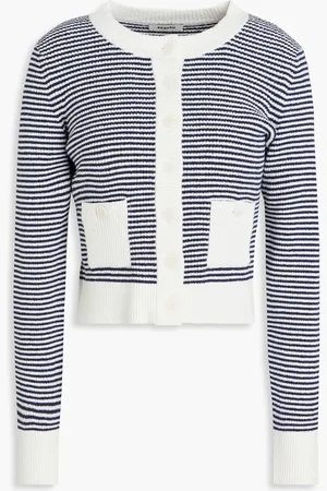 Sandro Cropped striped ribbed-knit cardigan - Blue - 3