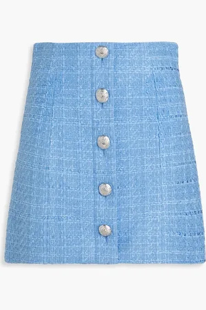 VERONICA BEARD Rubra cotton-blend bouclé-tweed mini skirt - Blue - US 10