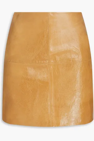 Claudie Pierlot Jaune crinkled-leather mini skirt - Brown - FR 36