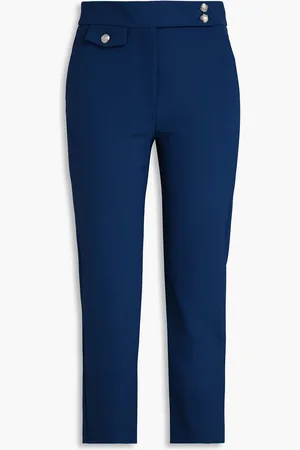 VERONICA BEARD Renzo cropped crepe slim-leg pants - Blue - US 10