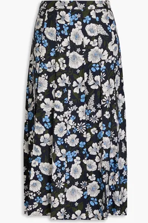 VERONICA BEARD Norris floral-print silk-blend twill midi skirt - Blue - US 10