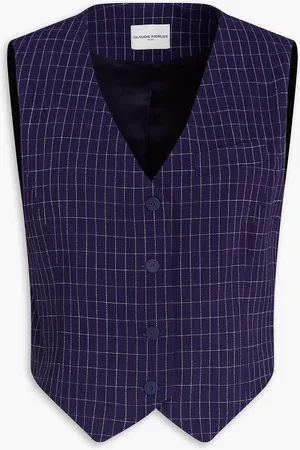 Claudie Pierlot Checked grain de poudre vest - Blue - FR 38